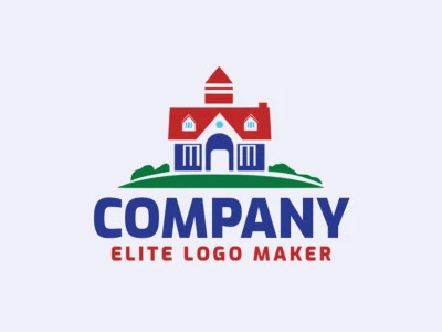 Professional logo in the shape of a house with creative design and illustrative style.