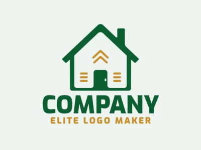 Professional logo in the shape of a house with an simple style, the colors used was green and yellow.