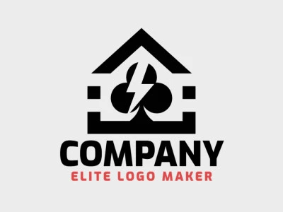 Professional logo in the shape of a house combined with a suit of clubs, with creative design and abstract style.