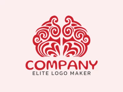 A creative and abstract red logo with a human brain shape.