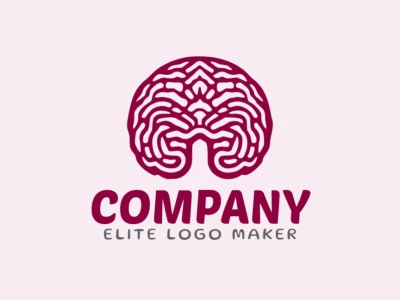 Create your own logo in the shape of a human brain with multiple lines style and dark red color.