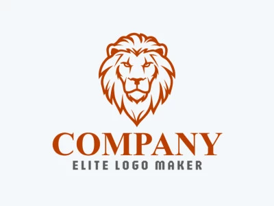 An abstract logo design featuring an imposing lion in orange, symbolizing refinement and strength.