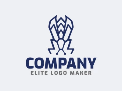 Logo Template in the shape of an insect, with abstract design and blue color.