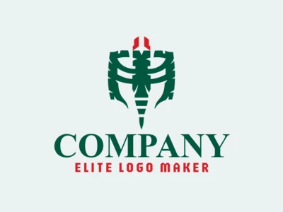 Logo template for sale in the shape of an insect, the colors used was green and red.