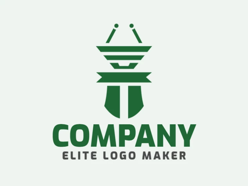 Abstract logo with a refined design, forming an insect combined with a basket, the color used was green.