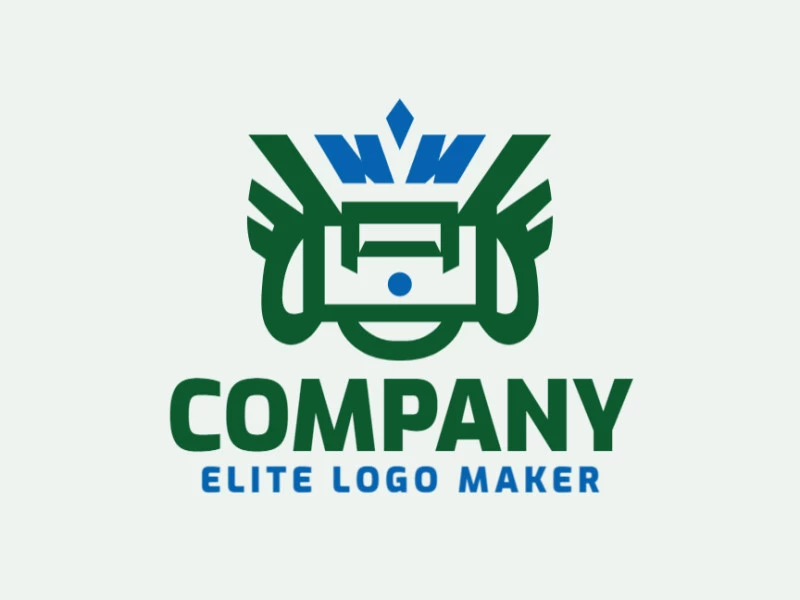 Abstract logo in the shape of a joystick combined with a crown, with creative design.