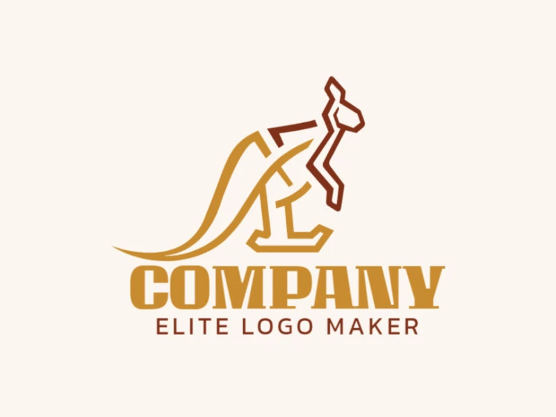 Mascot logo in the shape of a kangaroo with brown and yellow colors, this logo is ideal for various types of business.