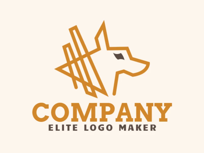 Outline logo in the shape of a kangaroo with brown and orange colors, this logo is ideal for various types of business.