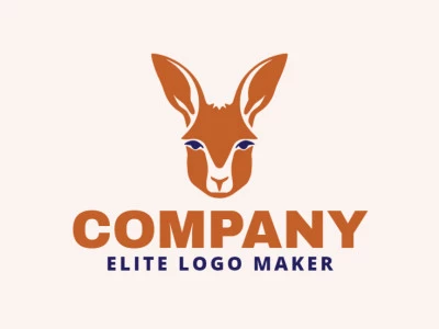 Template logo in the shape of a kangaroo head with minimalist design with brown and dark blue colors.