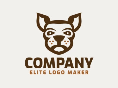 Animal logo with the shape of a kangaroo head with abstract style and brown and yellow colors.