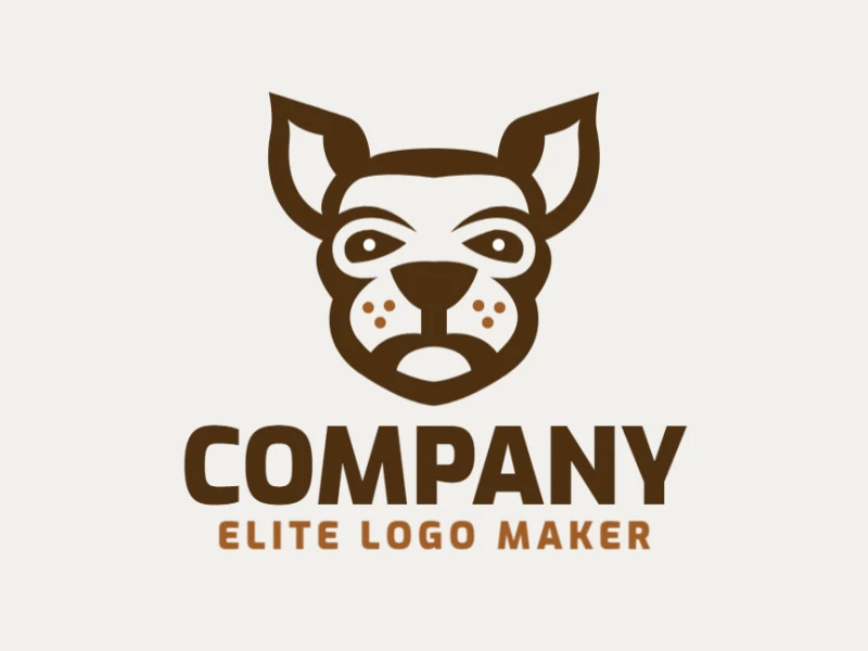 Animal logo with the shape of a kangaroo head with abstract style and brown and yellow colors.