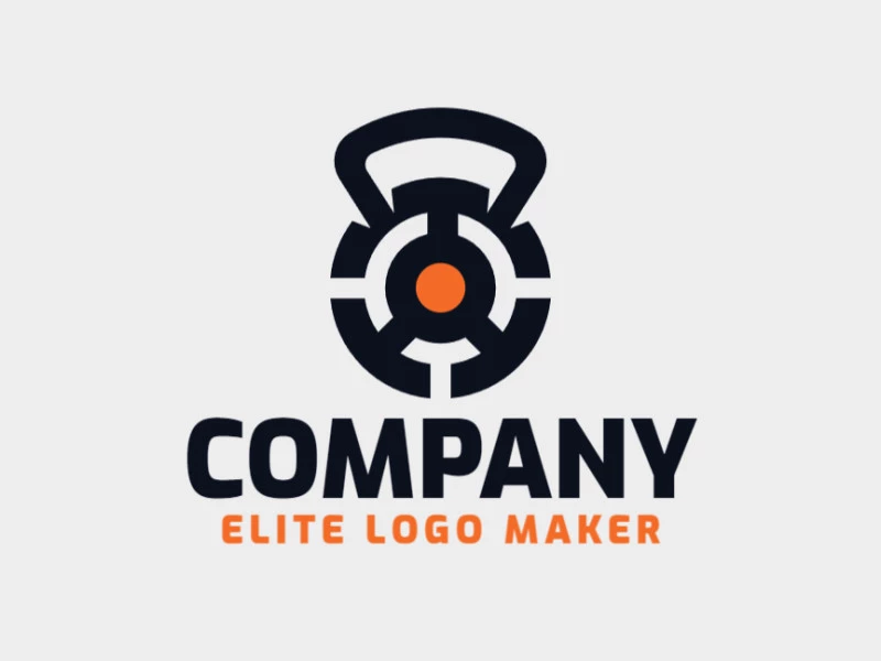 Professional logo in the shape of a kettlebell with an abstract style, the colors used was orange and black.