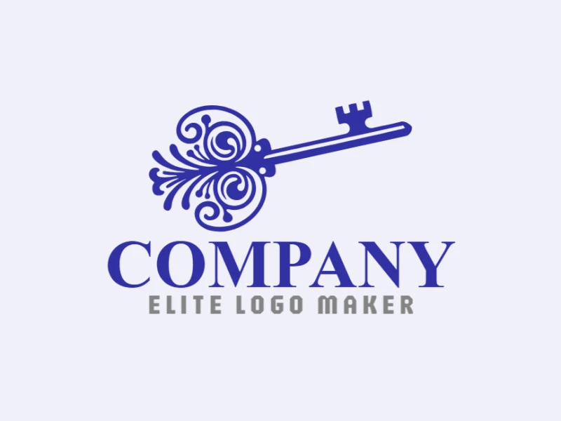 Memorable logo in the shape of a key with abstract style, and customizable colors.