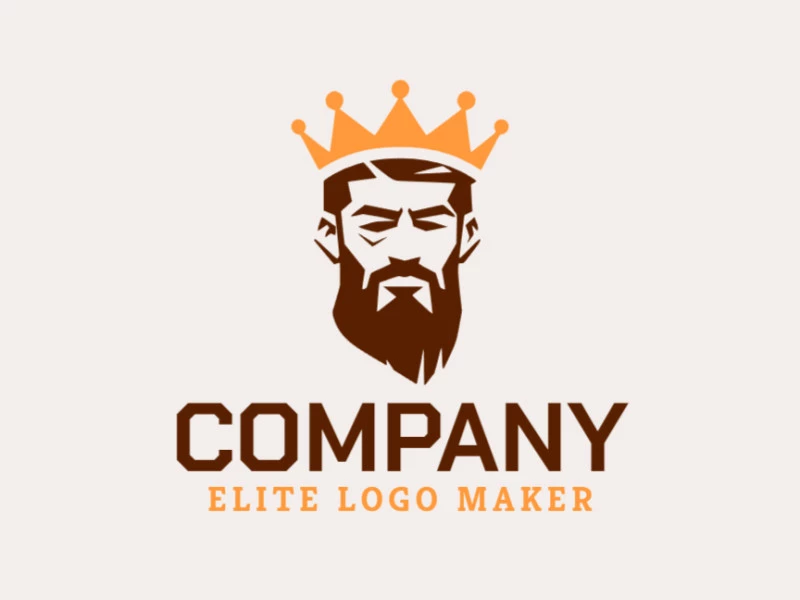 Template logo in the shape of a king with abstract design with orange and dark brown colors.