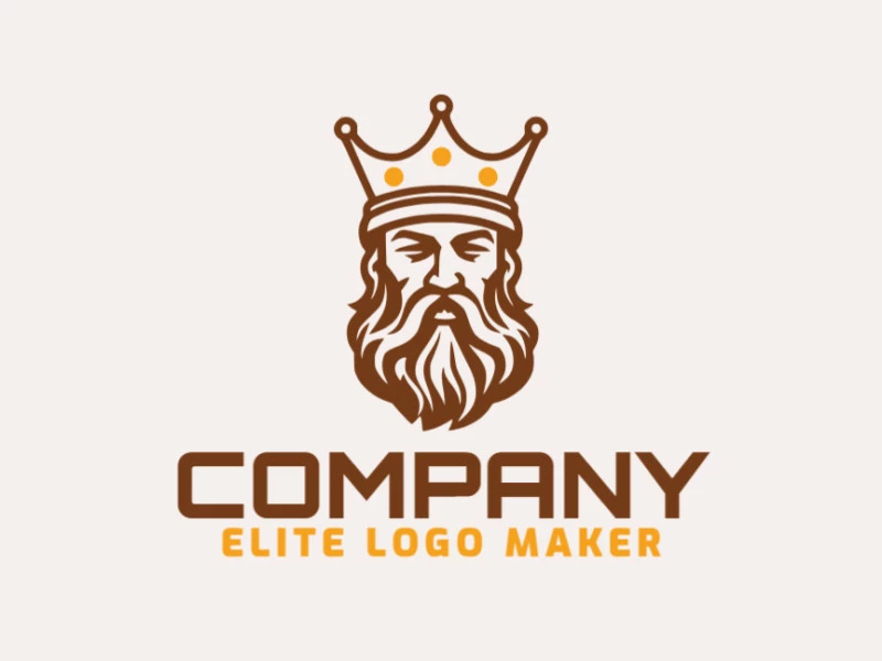 Logo template for sale in the shape of a king, the colors used were brown and yellow.