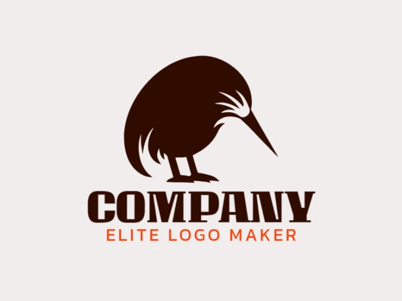 A sophisticated logo in the shape of a kiwi bird with a sleek minimalist style, featuring a captivating dark brown color palette.