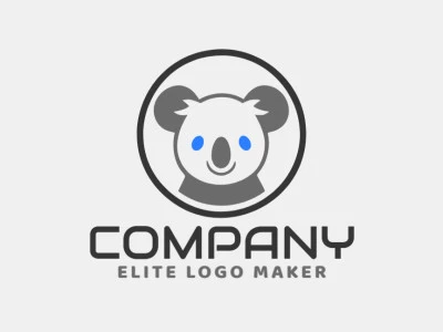 Logo with creative design, forming a koala with minimalist style and customizable colors.