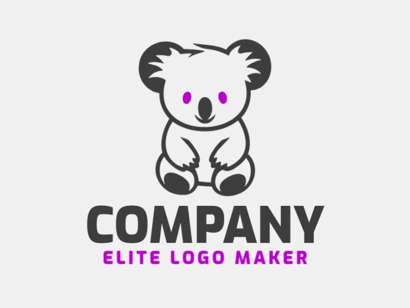 Create your online logo in the shape of a koala with customizable colors and pictorial style.