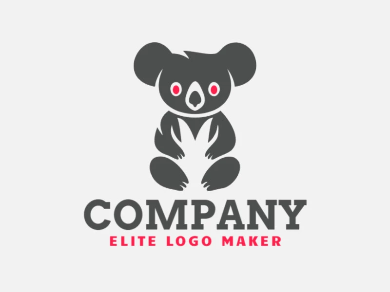 Create your logo in the shape of a koala with a simple style with red and grey colors.