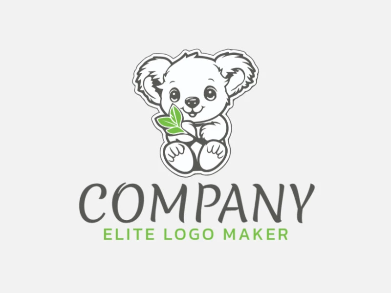 Ideal logo for different businesses in the shape of a koala combined with leaves with an illustrative style.