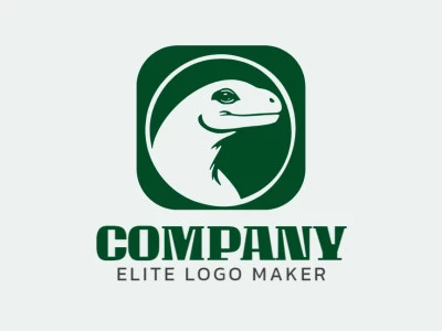 Abstract logo created with abstract shapes forming a Komodo dragon with the color dark green.