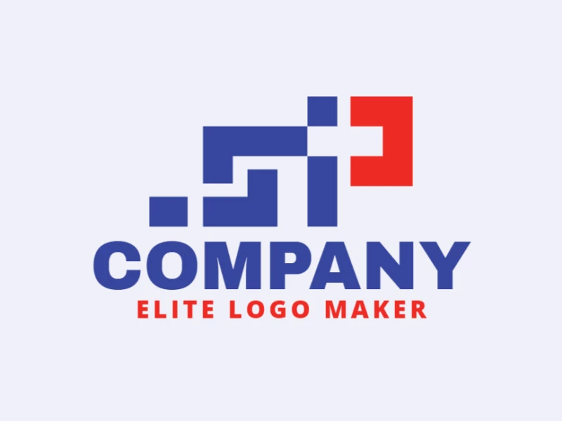 Logo Template for sale in the shape of a ladder combined with a letter "P", the colors used was blue and red.