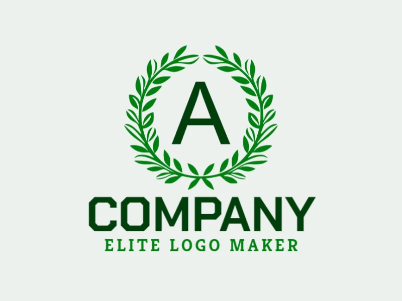 Logo with creative design, forming a leaf ornament with initial letter style and customizable colors.