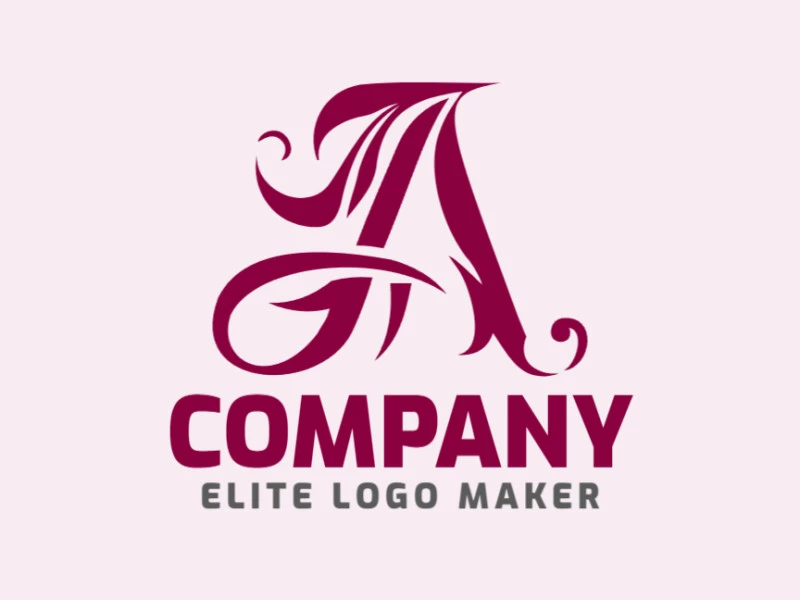 Abstract logo template with creative shapes forming a letter "A" with a professional design and dark red color.