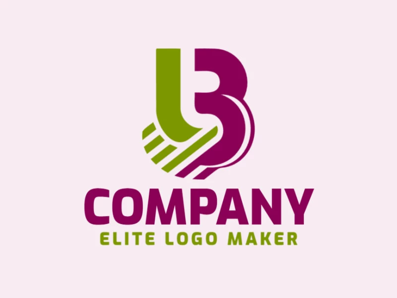 An abstract 'B' logo design that evokes imagination and sophistication, blending vibrant green and regal purple hues.