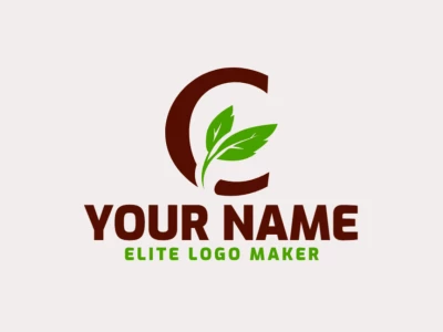 A minimalist logo with the letter "C" combined with a tree leaf, offering a natural representation in green and brown tones for a clean, modern design.