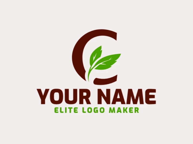 A minimalist logo with the letter "C" combined with a tree leaf, offering a natural representation in green and brown tones for a clean, modern design.