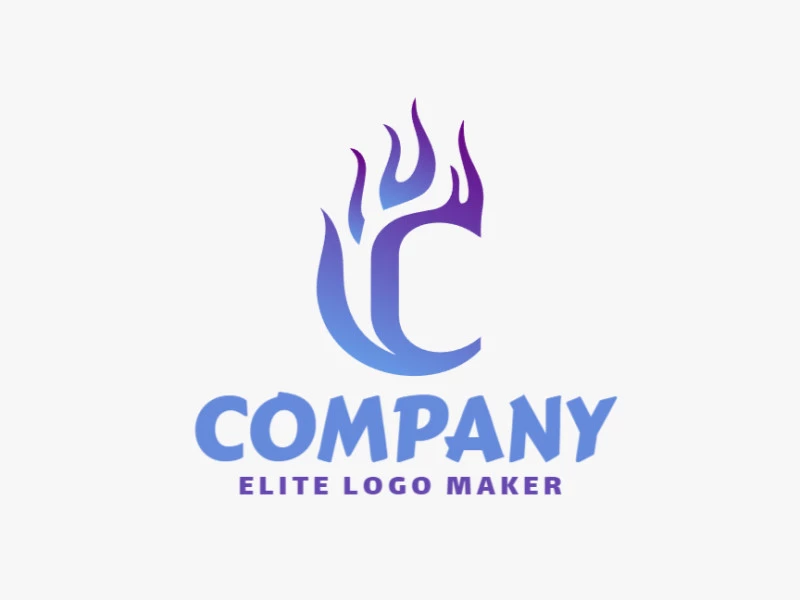 A logo template featuring the letter 'C' intertwined with flames, suitable for various uses.