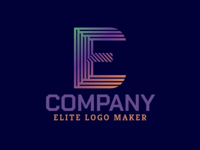 A creative logo template featuring the letter 'E' with a gradient blend of green, orange, and purple, designed for a vibrant and modern brand aesthetic.