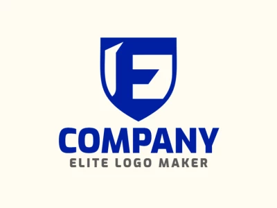 An initial letter logo featuring the letter 'E' combined with a medieval shield, designed in dark blue for a good logo template with a strong, classic appeal.