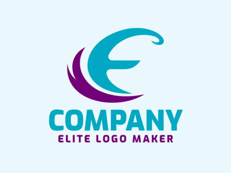 An initial letter logo design featuring the letter "E", with a color scheme of blue and purple.