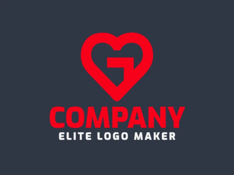 Original and minimalist logo design featuring a red heart shape with the letter 'G' inside, crafted for a quick logo maker.