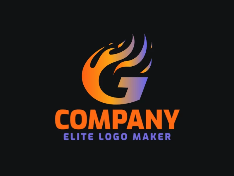 A logo template featuring the letter 'G' on fire with a bold gradient of orange and purple, designed to generate a strong, cheap, and impactful look.