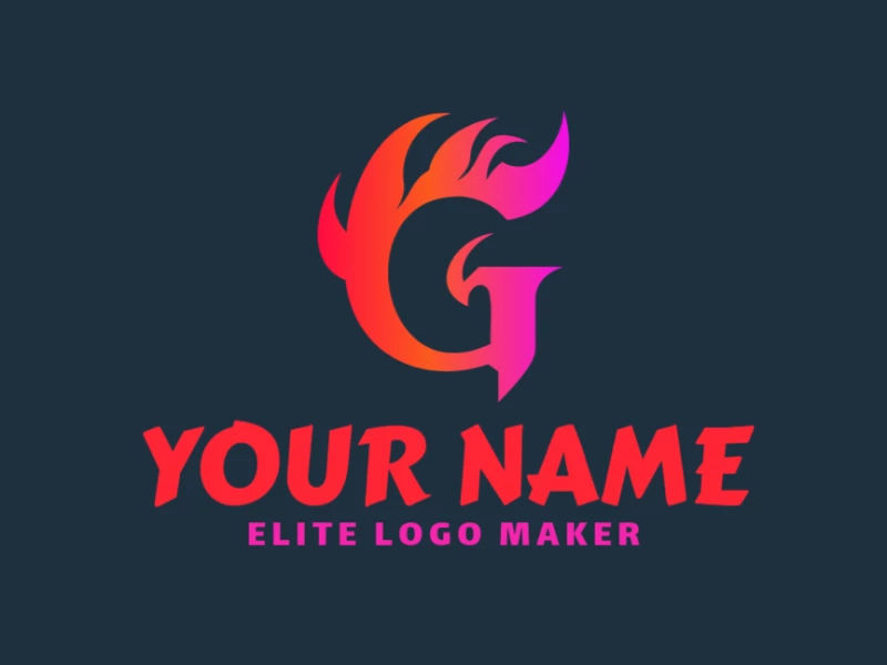 An eye-catching initial letter logo featuring the letter 'G' surrounded by vibrant pink and orange fire flames for a bold and dynamic design.