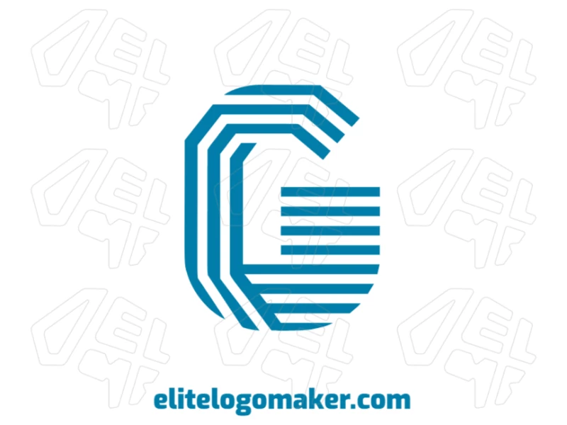 Minimalist company logo featuring a striped blue letter "G" design.