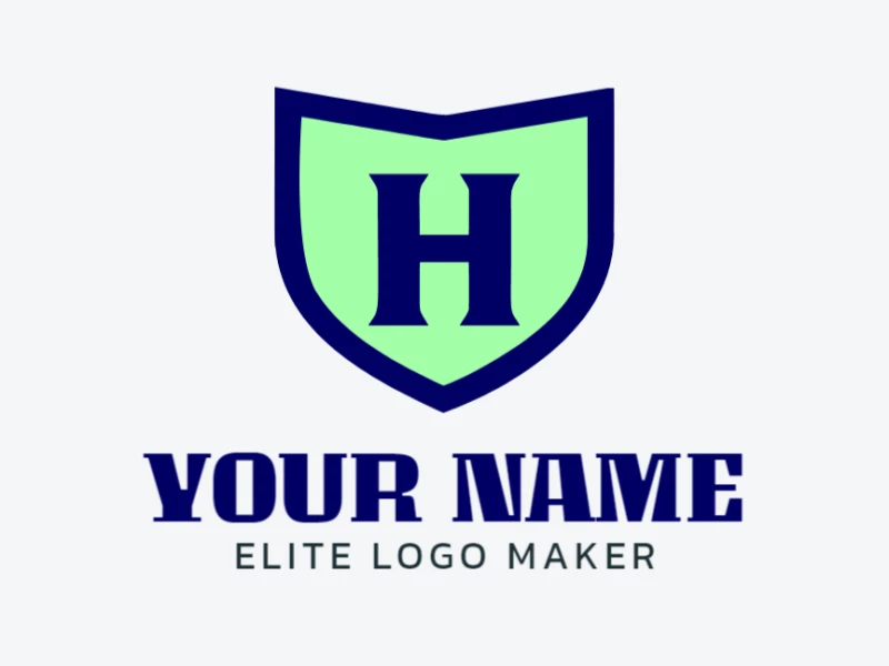 A prominent emblem logo featuring the letter 'H' inside a medieval shield, designed with rich green and dark blue colors for a strong visual impact.