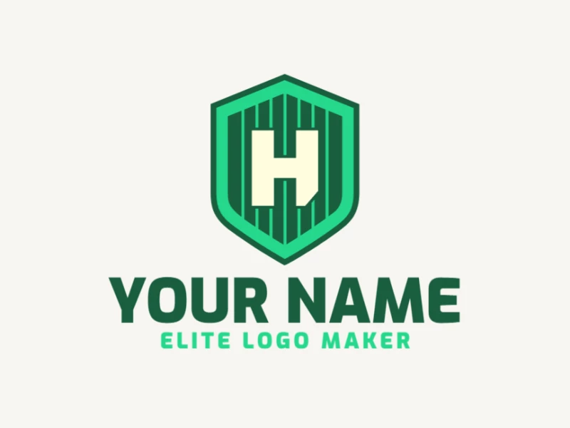 A refined and creative logo template featuring the letter 'H' inside a striped shield, designed as an inspiring emblem with bold lines and intricate details.