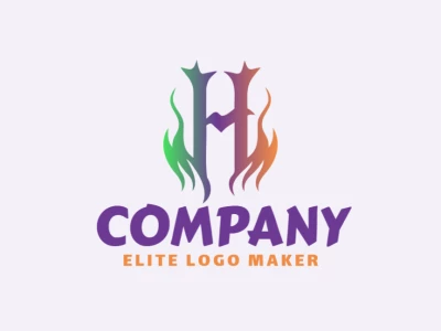 A cool gradient logo featuring the letter "H" on fire, blending green, orange, and purple to create a dynamic and vibrant design.