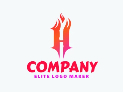 An attractive and luxurious logo featuring the letter 'H' with fire flames in an abstract style, combining boldness and elegance.