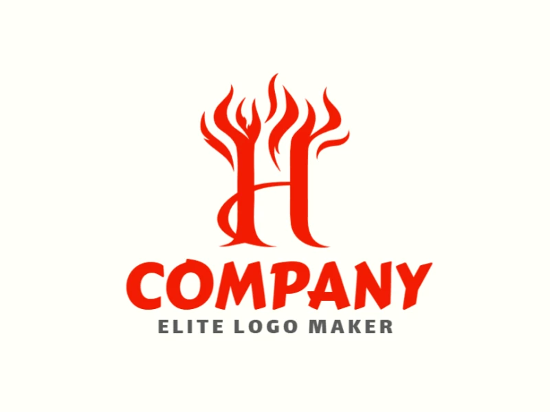 Minimalist logo design showcasing the letter 'H' surrounded by fire flames, creating an attractive and striking logo design.