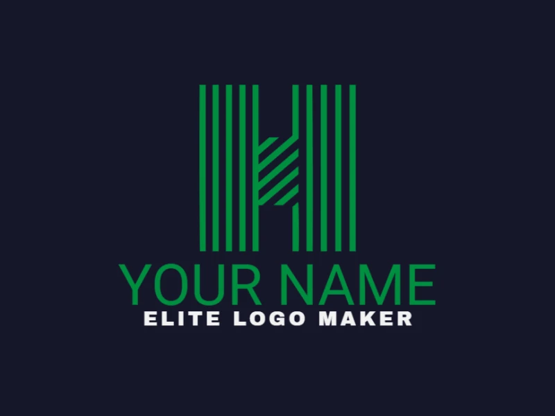 An editable initial letter 'H' design with green stripes, offering a dynamic and modern look for your branding.