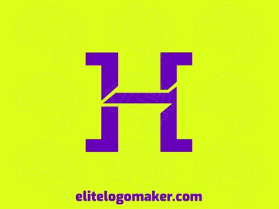 An editable logo design featuring the letter 'H' in purple color, designed in an initial letter style, perfect for customizable brand identities.