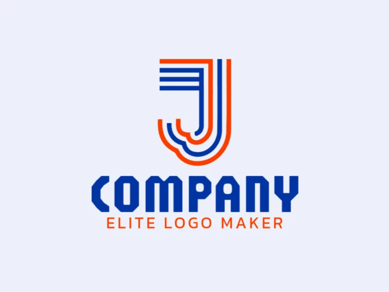 A dynamic logo with the letter 'J' designed in multiple lines, blending orange and dark blue to create a striking visual impact.