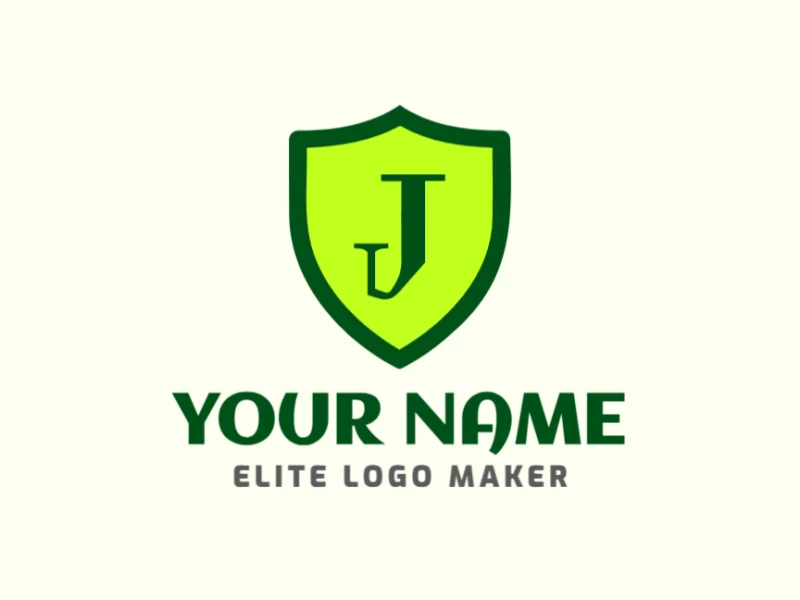 Logo template featuring the letter 'J' inside a medieval shield, designed in an emblem style to evoke strength and tradition.