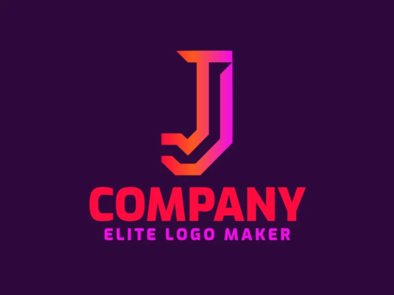 This quick logo maker features a minimalist design with a letter "J" in a gradient shape, providing a cheap yet modern aesthetic for your brand.