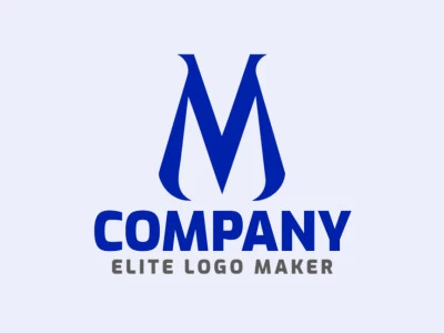 Create your logo in the shape of a letter "M" with initial letter style and dark blue color.